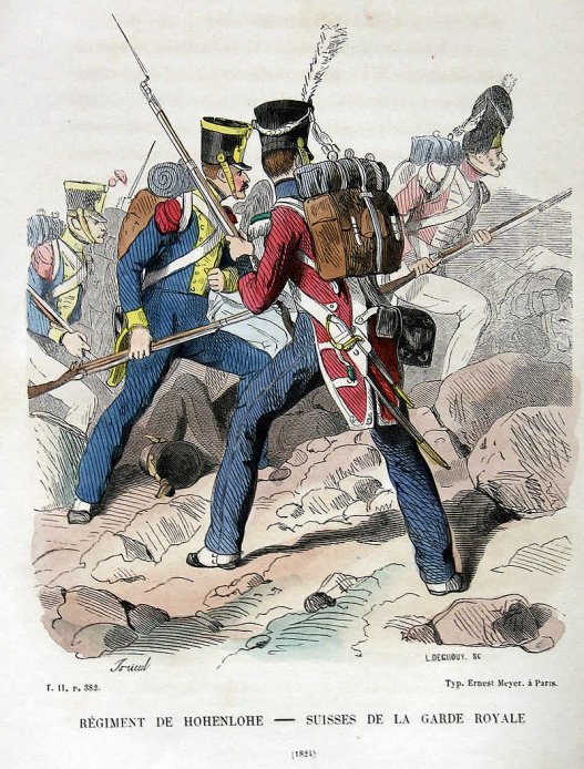 1824 թվականի թագավորական Ֆրանսիայի շվեյցարական գվարդիայի համազգեստը: