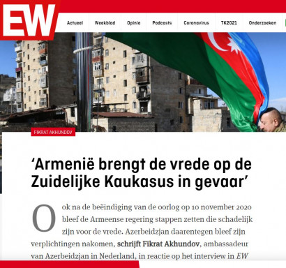 Aan de Azerbeidzjaanse ambassadeur te Nederland die de feiten op z'n kop zet. Om zich te bezinnen...
