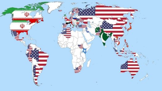 Քարտեզ, որը ձևավորվել է այն հարցման արդյունքում, թե որ երկիրն է սպառնում աշխարհի խաղաղությանը: