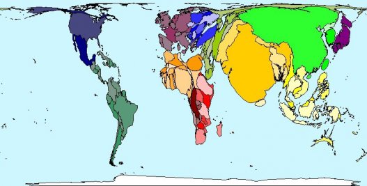 Ահա թե ինչ տեսք կունենար աշխարհի քարտեզը, եթե երկրները լինեին իրենց բնակչության չափ: